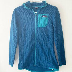 Patagonia Women's R1 Air Full-Zip Hoody Teal Blue Jacket Excellent Size S Small